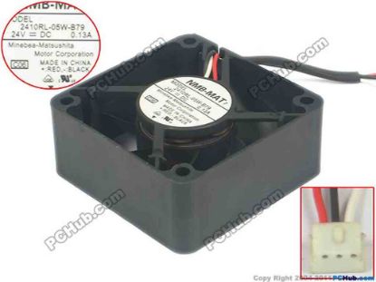 95552 NMB-MAT / Minebea 2410RL-05W-B79 Server - Square Fan C06, sq60x60x25, 3-wire, 24V 0.13A NMB-MAT / Minebea 2410RL-05W-B79 Server - Square Fan