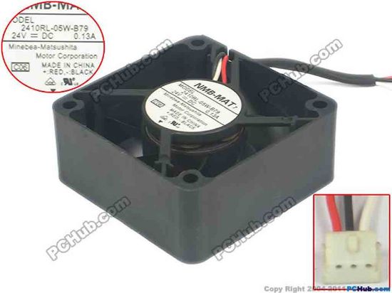 95552 NMB-MAT / Minebea 2410RL-05W-B79 Server - Square Fan C06, sq60x60x25, 3-wire, 24V 0.13A NMB-MAT / Minebea 2410RL-05W-B79 Server - Square Fan