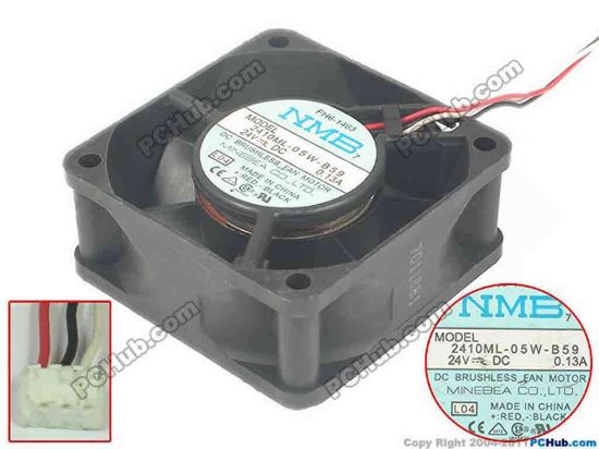 95606 NMB-MAT / Minebea 2410ML-05W-B59 Server - Square Fan L02, sq60x60x25, 3-wire, 24V 0.13A NMB-MAT / Minebea 2410ML-05W-B59 Server - Square Fan 