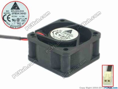 95646 Delta Electronics EFB0424HD Server - Square Fan sq40x40x20, 2-wire, 24V 0.10A Delta Electronics EFB0424HD Server - Square Fan 