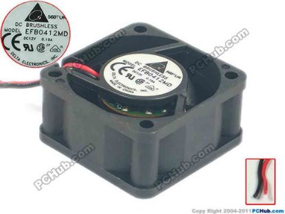 95699 Delta Electronics EFB0412MD Server - Square Fan sq40x40x20, 2-wire, 12V 0.10A Delta Electronics EFB0412MD Server - Square Fan 
