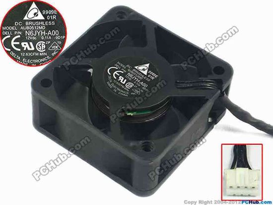 95703 Delta Electronics AUB0512MD Server - Square Fan -9D1P, sq50x50x20, 4-wire, 12V 0.11A Delta Electronics AUB0512MD Server - Square Fan 
