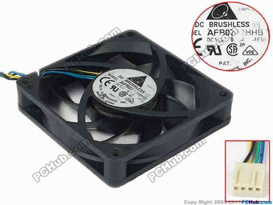 95709 Delta Electronics AFB0712HHB Server - Square Fan -4E50, sq70x70x15, 4-wire, 12V 0.45A Delta Electronics AFB0712HHB Server - Square Fan 