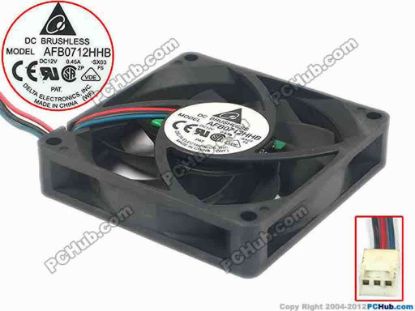 95710 Delta Electronics AFB0712HHB Server - Square Fan -SX03, sq70x70x15, 3-wire, 12V 0.45A Delta Electronics AFB0712HHB Server - Square Fan 