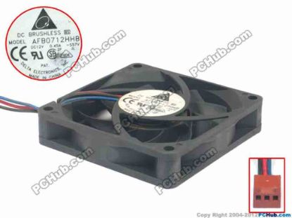 95712 Delta Electronics AFB0712HHB Server - Square Fan -S57V, sq70x70x15, 3-wire, 12V 0.45A Delta Electronics AFB0712HHB Server - Square Fan 
