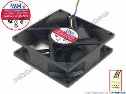 95740 AVC DS08025R12U Server - Square Fan Z8U701V001, sq80x25, w220x4x4, 12V 0.70A AVC DS08025R12U Server - Square Fan 