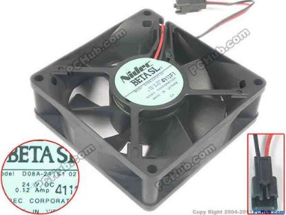 106099 Nidec D08A-24TS1 Server - Square Fan 02, sq80x80x25, 2-wire, 24V 0.12A Nidec D08A-24TS1 Server - Square Fan 