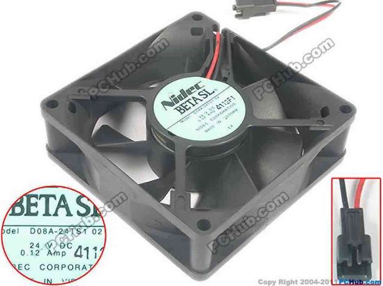 106099 Nidec D08A-24TS1 Server - Square Fan 02, sq80x80x25, 2-wire, 24V 0.12A Nidec D08A-24TS1 Server - Square Fan 