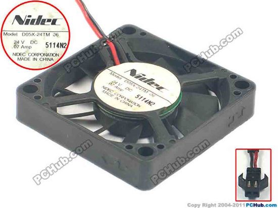 106109 Nidec D05X-24TM Server - Square Fan 33, sq50x50x10, 2-wire, 24V 0.07A Nidec D05X-24TM Server - Square Fan 