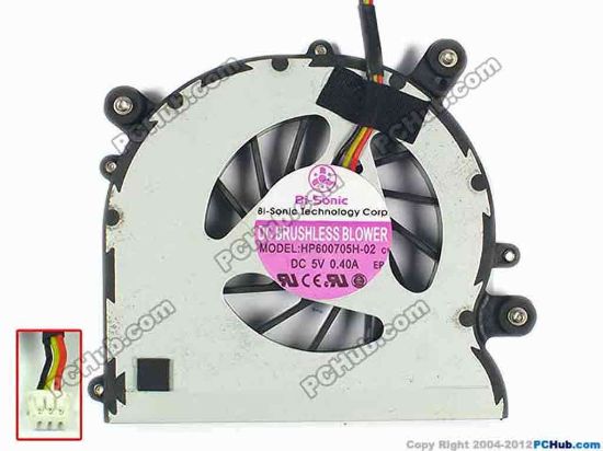 106155 Bi-Sonic HP600705H-02 Cooling Fan  w25x3x3, 5V 040A, Bare fan Bi-Sonic HP600705H-02 Cooling Fan  