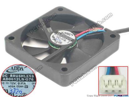 111454 ADDA AD0612LB-G76 Server - Square Fan (T), S, sq60x60x10, 3-wire, 12V 0.11A ADDA AD0612LB-G76 Server - Square Fan 