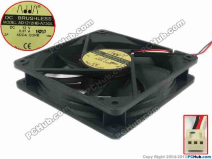 111462 ADDA AD1212HB-A73GL Server - Square Fan sq120x120x25, 3-wire, 12V 0.37A ADDA AD1212HB-A73GL Server - Square Fan