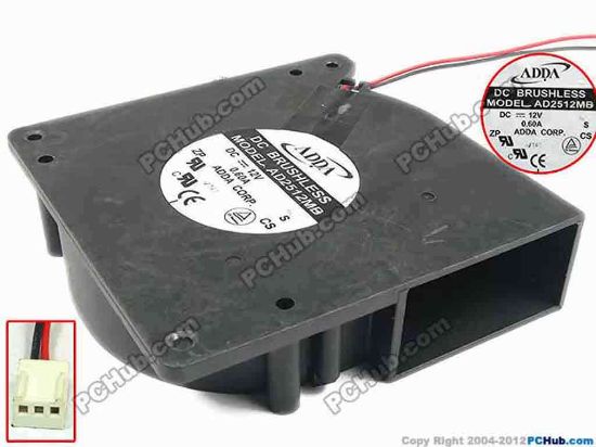 111467 ADDA AD2512MB Server - Blower Fan bw120x120x32, w75x2x2, 12V 0.60A ADDA AD2512MB Server - Blower Fan 