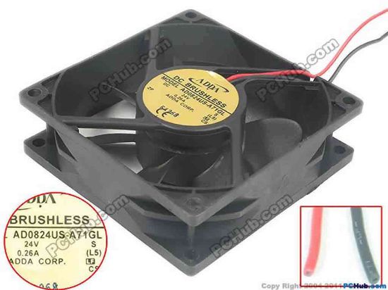 111476 ADDA AD0824US-A71GL Server - Square Fan S, sq80x80x25, 2-wire, 24V 0.26A ADDA AD0824US-A71GL Server - Square Fan 