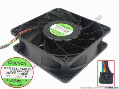 111491 SUNON PSD1212PMBX Server - Square Fan (2).B1337.AF, sq120x120x38, 3-wire, 12V 36W SUNON PSD1212PMBX Server - Square Fan 