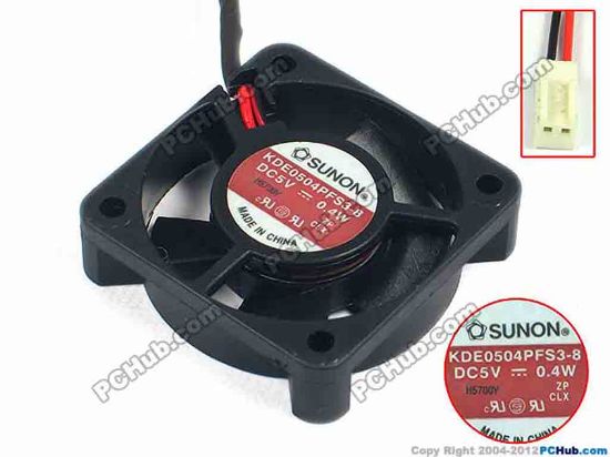 111503 SUNON KDE0504PFS3-8 Server - Square Fan sq40x40x10, ww65x2x2, 5V 0.4W SUNON KDE0504PFS3-8 Server - Square Fan 