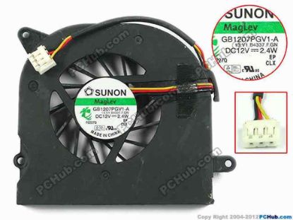 111509 SUNON GB1207PGV1-A Cooling Fan  13.V1.B4337.F.GN, w80x3x3, 12V 2.4W, Bare fan SUNON GB1207PGV1-A Cooling Fan