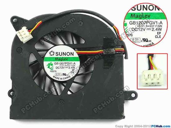 111509 SUNON GB1207PGV1-A Cooling Fan  13.V1.B4337.F.GN, w80x3x3, 12V 2.4W, Bare fan SUNON GB1207PGV1-A Cooling Fan