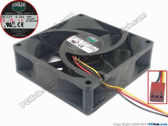 111553 Cooler Master A8025-22RB-3AN-F1 Server - Square Fan sq80x80x25, 3-wire, 12V 0.18A Cooler Master A8025-22RB-3AN-F1 Server - Square Fan 