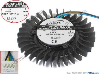 111567 ADDA AD6512HB-T0B Server - Frameless / GPU Fan G, DC 12V 0.48A ADDA AD6512HB-T0B Server - Frameless / GPU Fan 