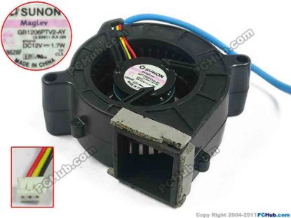 111573 SUNON GB1206PTV2-AY Server - Blower Fan 13.B2611.R.X.GN, bw60x60x25, w165x3x3, 12V 1.7W SUNON GB1206PTV2-AY Server - Blower Fan 
