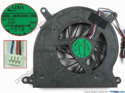 111618 ADDA AB8505HX-SBB Cooling Fan  AIO, w155x4x4, 5V 0.42A, Bare fan ADDA AB8505HX-SBB Cooling Fan