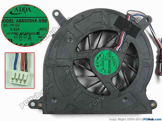 111618 ADDA AB8505HX-SBB Cooling Fan  AIO, w155x4x4, 5V 0.42A, Bare fan ADDA AB8505HX-SBB Cooling Fan