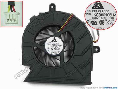 111620 Delta Electronics KSB06105HA Cooling Fan  -7G86,  -A831, w55x3x3, 5V 0.40A, Bare fan Delta Electronics KSB06105HA Cooling Fan  