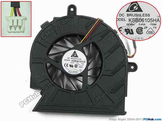 111620 Delta Electronics KSB06105HA Cooling Fan  -7G86,  -A831, w55x3x3, 5V 0.40A, Bare fan Delta Electronics KSB06105HA Cooling Fan  