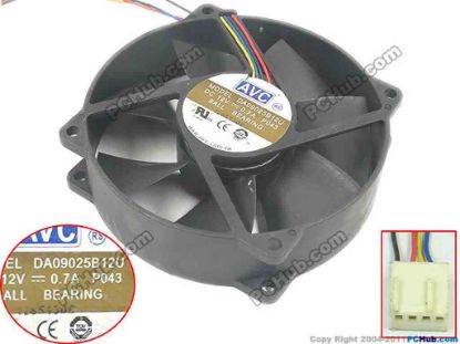 111629 AVC DA09025B12U Server - Round Fan P043, dia92x92x25, w85x4x4, 12V 0.7A AVC DA09025B12U Server - Round Fan 