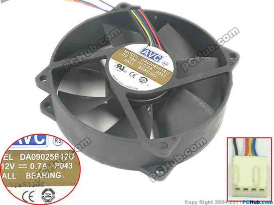 111629 AVC DA09025B12U Server - Round Fan P043, dia92x92x25, w85x4x4, 12V 0.7A AVC DA09025B12U Server - Round Fan 