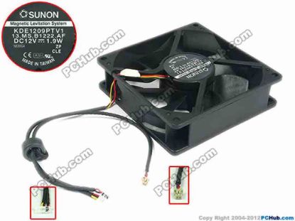 111630 SUNON KDE1209PTV1 Server - Square Fan 13.MS.B1222.AF, sq90x90x25, 3-wire, 12V 1.9W SUNON KDE1209PTV1 Server - Square Fan 