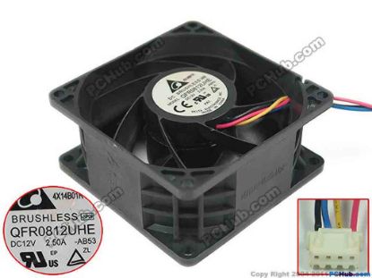 111642 Delta Electronics QFR0812UHE Server - Square Fan -AB53, sq80x80x38, w325x4x4, 12V 2.10A Delta Electronics QFR0812UHE Server - Square Fan 