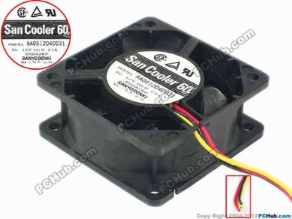 112175 Sanyo Denki 9A0612D4D031 Server - Square Fan sq60x60x25, 3-wire, 12V 0.21A Sanyo Denki 9A0612D4D031 Server - Square Fan