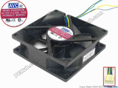 112210 AVC DS08025R12M Server - Square Fan P038, sq80x80x25, w400x4x4, 12V 0.23A AVC DS08025R12M Server - Square Fan 