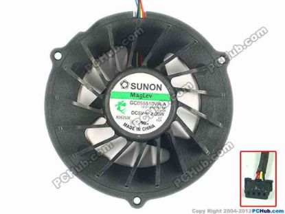 112228 SUNON GC055510VH-A Cooling Fan  13.V1.B4219.F.HF, w25x4x4, 5V 2.05W SUNON GC055510VH-A Cooling Fan  
