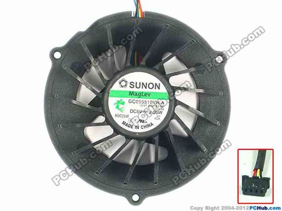 112228 SUNON GC055510VH-A Cooling Fan  13.V1.B4219.F.HF, w25x4x4, 5V 2.05W SUNON GC055510VH-A Cooling Fan  