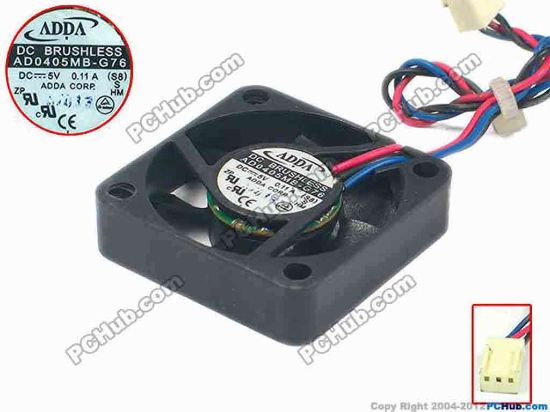 112298 ADDA AD0405MB-G76 Server - Square Fan (S8), sq40x40x10, w130x3x3, 5V 0.11A ADDA AD0405MB-G76 Server - Square Fan 
