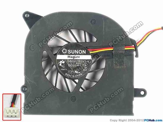 112315 SUNON GB0507PGV1-A Cooling Fan  13.V1.B4233.F.GN, w80x3x3, 5V 1.7W, Bare fan SUNON GB0507PGV1-A Cooling Fan  