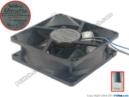112407 Nidec T80T12MUB7-53 Server - Square Fan J31, sq80x80x25, w75x3x3, 12V 0.19A Nidec T80T12MUB7-53 Server - Square Fan 