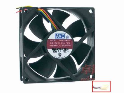 112434 AVC DS08025R12U Server - Square Fan P016, sq80x80x25, w85x4x4, 12V 0.7A AVC DS08025R12U Server - Square Fan 