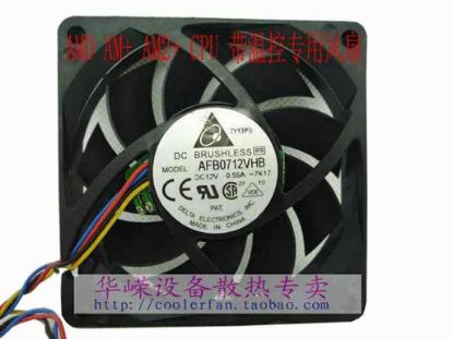 112526 Delta Electronics AFB0712VHB Server - Square Fan -7K17, sq70x70x15, 4-wire, 12V 0.55A Delta Electronics AFB0712VHB Server - Square Fan 