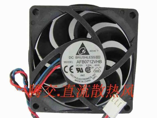 112529 Delta Electronics AFB0712VHB Server - Square Fan -6C40, sq70x70x15, w65x3x3, 12V 0.55A Delta Electronics AFB0712VHB Server - Square Fan 