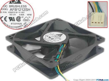 112559 Delta Electronics AFB1212SH Server - Square Fan -6F82, sq120x120x25, w255x4x4, 12V 0.8A Delta Electronics AFB1212SH Server - Square Fan 