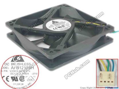 112562 Delta Electronics AFB1212SH Server - Square Fan -J016, sq120x120x25, w160x4x4, 12V 0.8A Delta Electronics AFB1212SH Server - Square Fan 