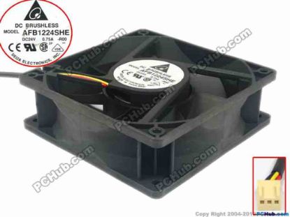 112564 Delta Electronics AFB1224SHE Server - Square Fan -R00, sq120x120x38, 3-wire, 24V 0.75A Delta Electronics AFB1224SHE Server - Square Fan 