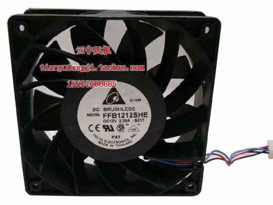 112567 Delta Electronics FFB1212SHE Server - Square Fan -S01T, sq120x120x38, 3-wire, 12V 2.25A Delta Electronics FFB1212SHE Server - Square Fan 