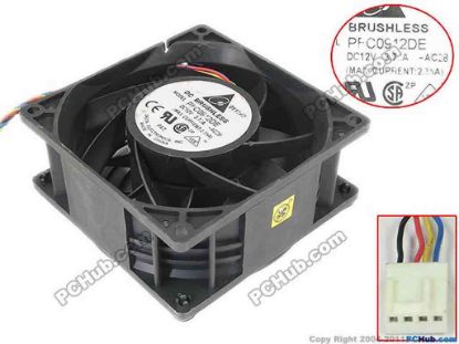 112571 Delta Electronics PFC0912DE Server - Square Fan -AC28, sq90x90x38, w105x4x4, 12V 3.72A Delta Electronics PFC0912DE Server - Square Fan 