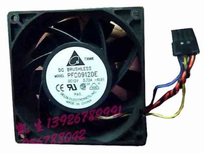 112573 Delta Electronics PFC0912DE Server - Square Fan -6L91, sq90x90x38, w65x4x4, 12V 3.72A Delta Electronics PFC0912DE Server - Square Fan 