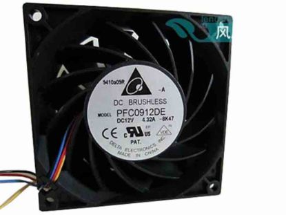 112574 Delta Electronics PFC0912DE Server - Square Fan -8K47, sq90x90x38, 4-wire, 12V 4.32A Delta Electronics PFC0912DE Server - Square Fan 